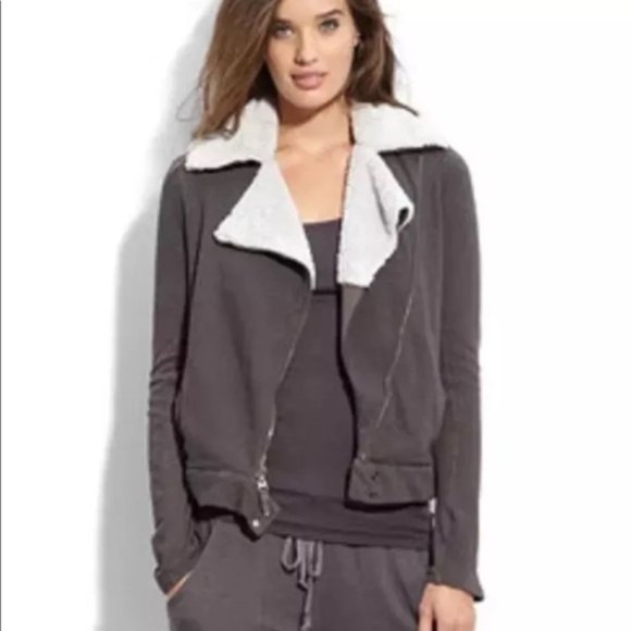 Splendid Jackets & Blazers - Splendid Faux Fur Gray Chic Moto Jacket